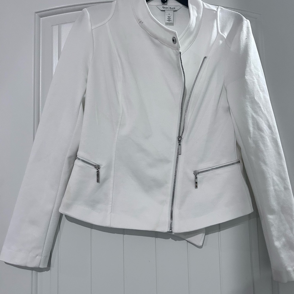 White House Black Market White Asymmetric Moto Jacket